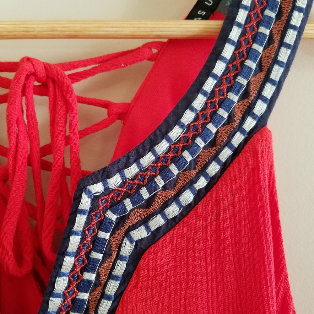 3/$25 As U Wish Red Embroidered Dress Sz XL - Picture 6 of 7